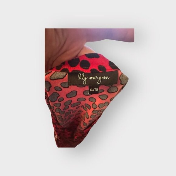 Women’s Lily Morgan XL Red and Black Dalmatian Print Breast Pockets Zippers - Picture 9 of 9